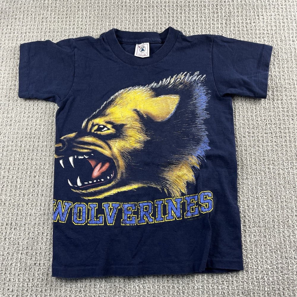 Vintage 90s MICHIGAN WOLVERINES T SHIRT 1994 Animal Graphic Football Boys Medium